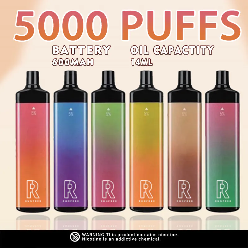 Disposable Vape Wholesale 5000 Puffs Atomizer 14ml Oil Fruits Flavors Two-color Gradient E-cigarette Stainless Steel