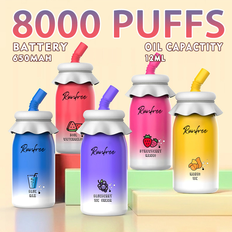 8000 Big Puff Disposable Vape 0%-5% Nicotine Runfree wholesale Baking Paint Sticker Custom E-cigarette